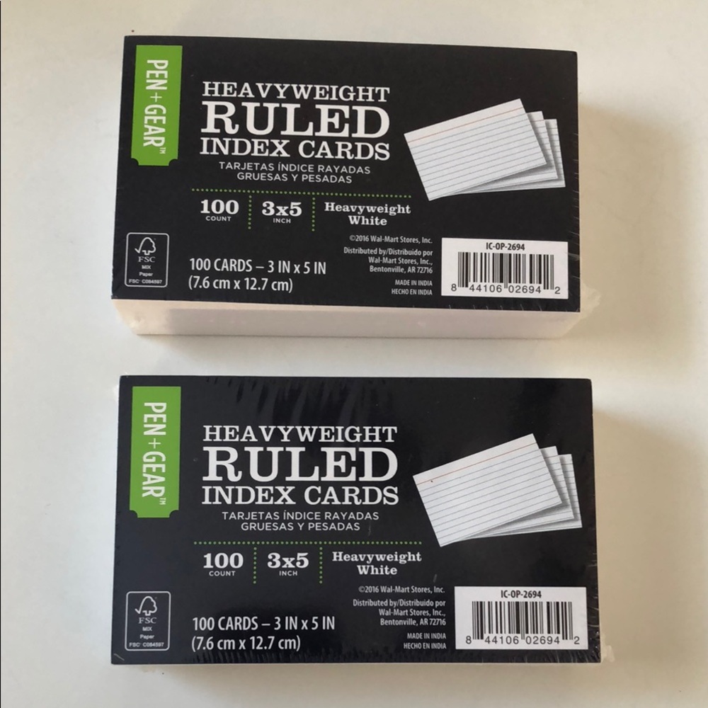 Pen + Gear Heavyweight Ruled Index Cards - White